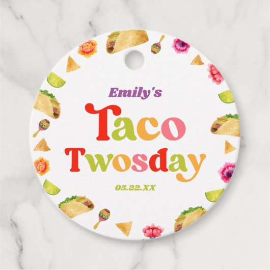 Taco Twosday Taco dinsdag 2e verjaardagsfeest Bedankjes Labels (Voorkant)