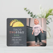 Taco Twosday Tuesday Chalkboard Photo 2nd Birthday Kaart (Staand voorkant)