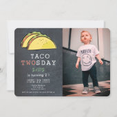 Taco Twosday Tuesday Chalkboard Photo 2nd Birthday Kaart (Voorkant)