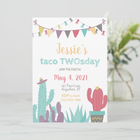 Taco Twosday Uitnodiging (Staand voorkant)