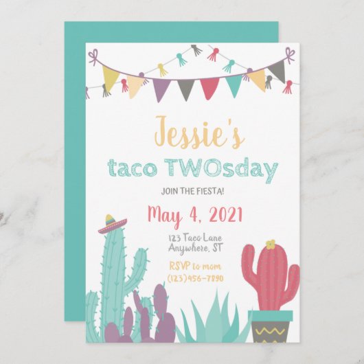 Taco Twosday Uitnodiging (Voorkant / Achterkant)