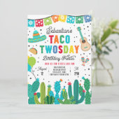 Taco Twosday Verjaardag Fiesta 2e Verjaardag Feest Kaart (Staand voorkant)