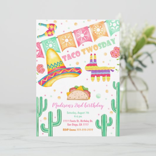 Taco TWOsday Verjaardag Uitnodiging (Staand voorkant)
