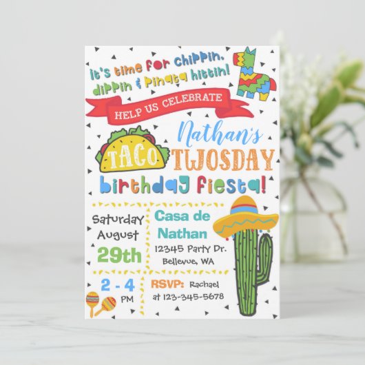 Taco Uitnodiging van TWEEsdagen | 2e verjaardag va (Staand voorkant)