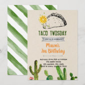 Taco uitnodiging voor twee dagen verjaardag (Voorkant / Achterkant)