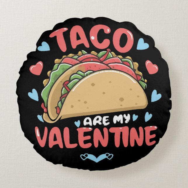Taco-valentijn Rond Kussen (Voorkant)