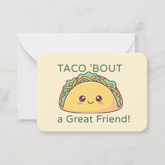 Taco Valentine Classroom Card – Flat Note Card Notitiekaartje (Voorkant)