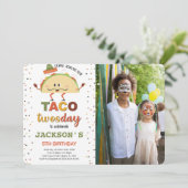 Taco-verjaardagsfoto uitnodiging (Staand voorkant)