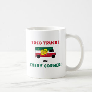 Taco-vrachtwagens op elke hoek koffiemok