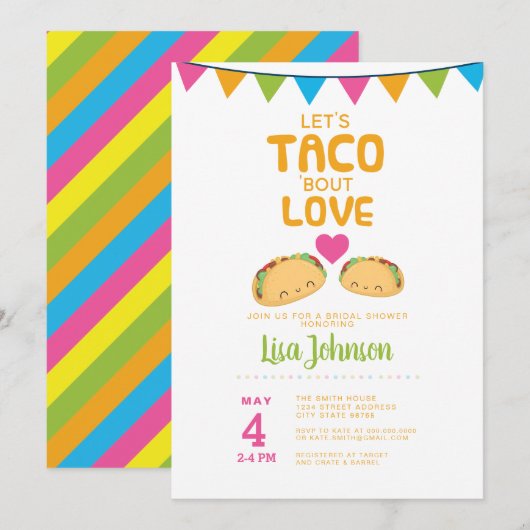 Taco Vrijgezellenfeest fiesta/ Taco'Bout Love Kaart (Voorkant / Achterkant)