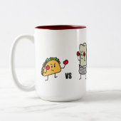 Taco vs burrito tweekleurige koffiemok (Links)