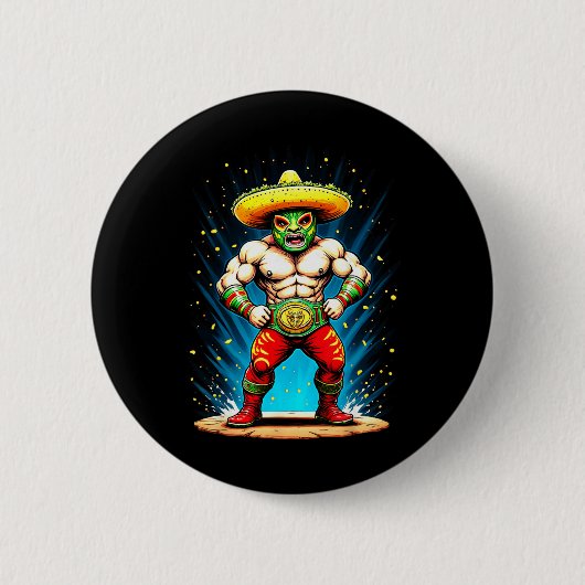 Taco Worstelen Cinco De Mayo Feest Fun Ronde Button 5,7 Cm (Voorkant)