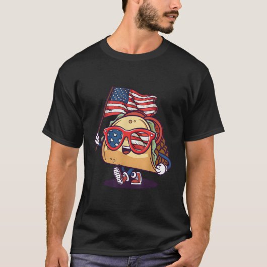 Taco zonnebril Amerikaanse vlag 4th van juli T-shirt (Voorkant)