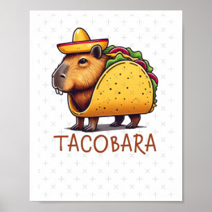Tacobara Capybara in een Taco kostuum Sticker Poster