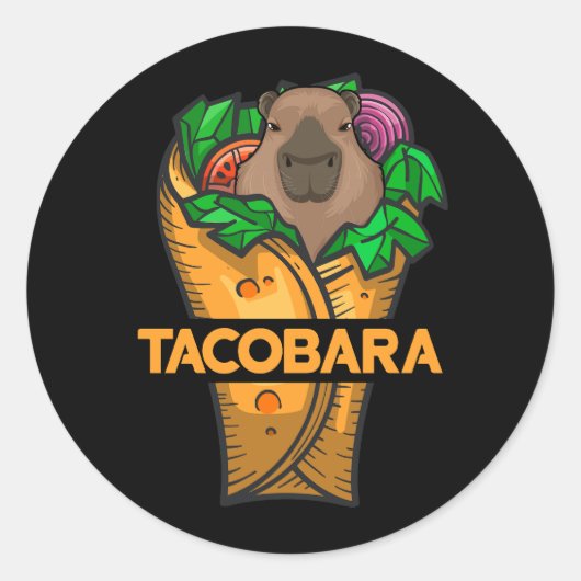 Tacobara Grappig Capybara Kawaii Meme Tacos Mexica Ronde Sticker (Voorkant)