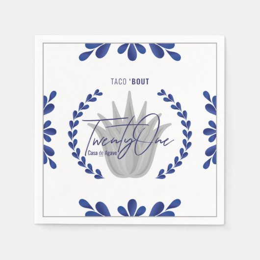 Taco'Bout 21 | Blue/Silver Tequila Napkins Servet (Voorkant)