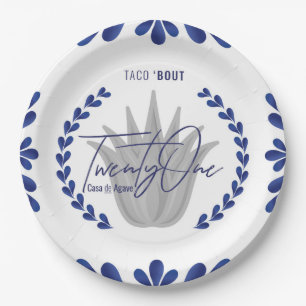 Taco'Bout 21 Borden van blauw/zilver-driekwart Papieren Bordje