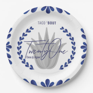 Taco'Bout 21 | Borden van blauw/zilver-driekwart Papieren Bordje