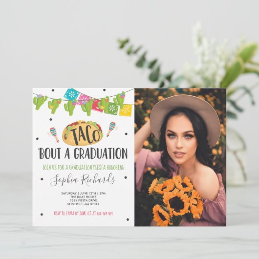 Taco'Bout A Afstuderen Fiesta Graduation Party Kaart (Staand voorkant)