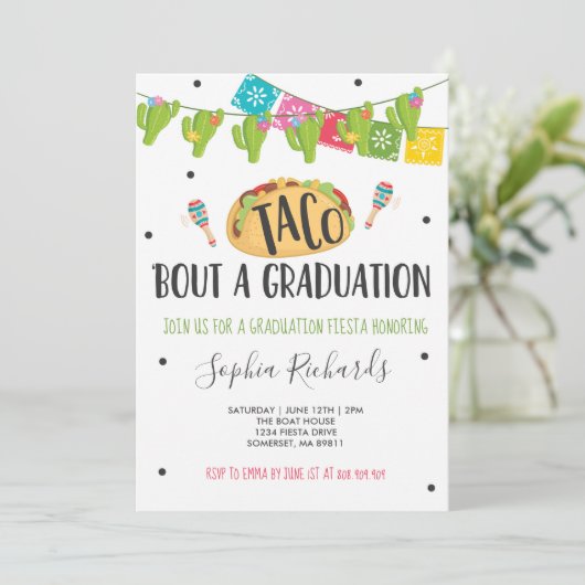 Taco'Bout A Afstuderen Fiesta Graduation Party Kaart (Staand voorkant)