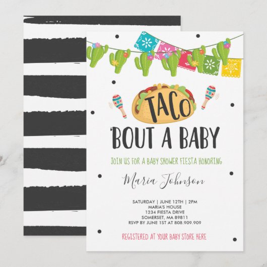 Taco'Bout A Baby Fiesta Baby shower Kaart (Voorkant / Achterkant)