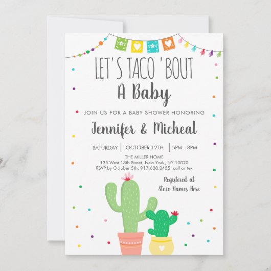 Taco'Bout A Baby Fiesta Cactus Baby shower Kaart (Voorkant)