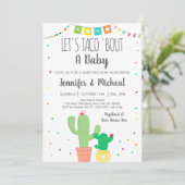 Taco'Bout A Baby Fiesta Cactus Baby shower Kaart (Staand voorkant)