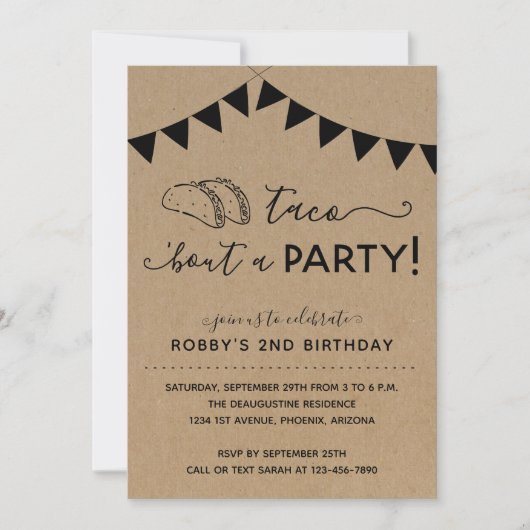 Taco'Bout a Party Birthday Invitation Kaart (Voorkant)