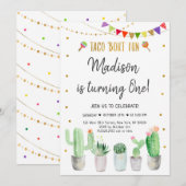 Taco'Bout Fun Gold Fiesta First Birthday Kaart (Voorkant / Achterkant)