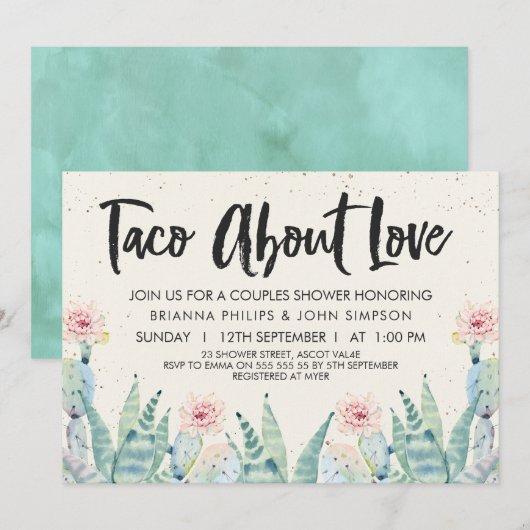 Taco'Bout Love Couples Shower Uitnodiging (Voorkant / Achterkant)