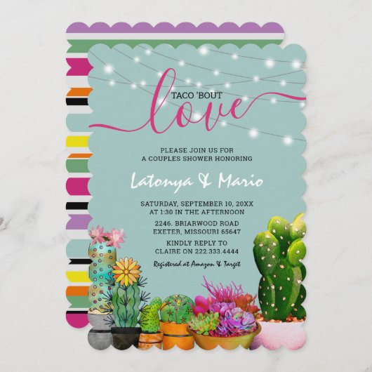 Taco'bout Love Fiesta Couples Shower Kaart (Voorkant / Achterkant)