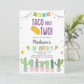 Taco'Bout Two Cactus Fiesta Birthday Kaart (Staand voorkant)