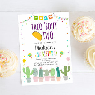 Taco'Bout Two Fiesta Cactus Birthday Kaart
