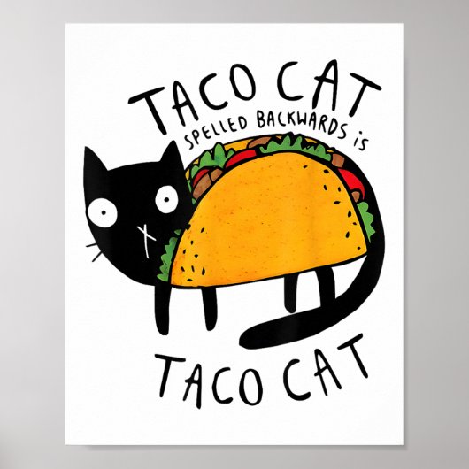 Tacocat achterstevoren gespeld Grappige Taco Cat C Poster (Voorkant)