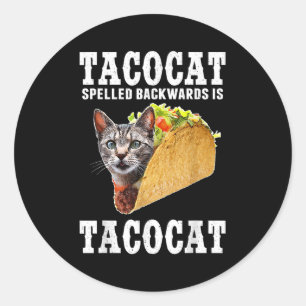 Tacocat achterstevoren gespeld is Tacocat Funny Ca Ronde Sticker