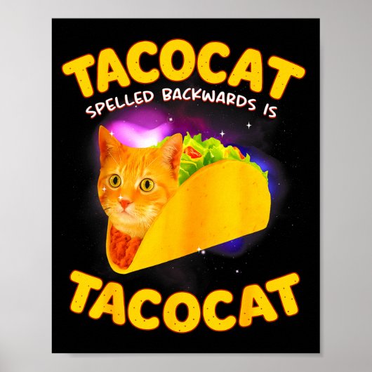 Tacocat achterstevoren gespeld is tacocat kat meme poster (Voorkant)