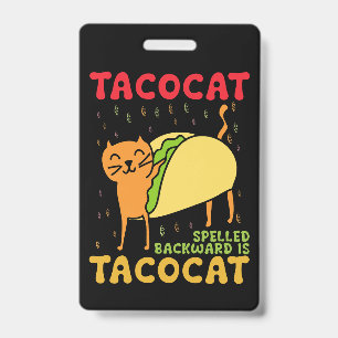 Tacocat achterstevoren gespeld Tacos Katten Cinco Badge