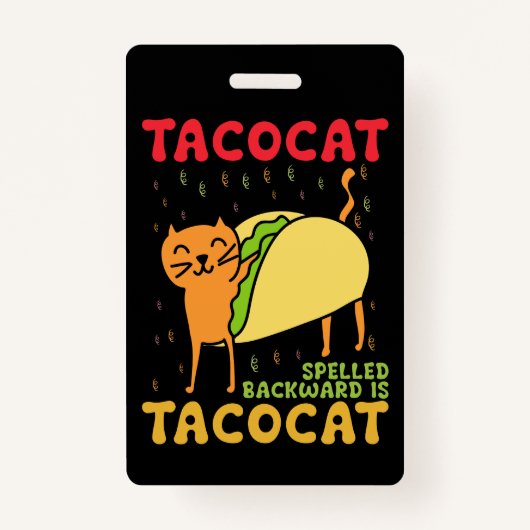 Tacocat achterstevoren gespeld tacos katten Cinco  Badge (Voorkant)