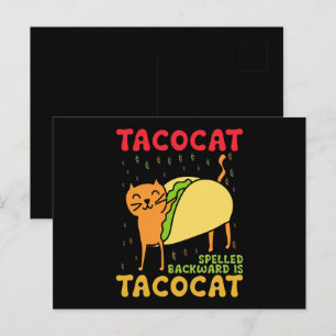 Tacocat achterstevoren gespeld tacos katten Cinco Briefkaart