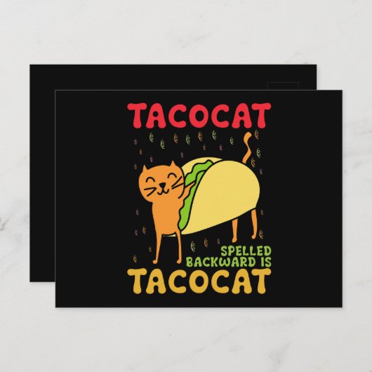 Tacocat achterstevoren gespeld tacos katten Cinco  Briefkaart (Voorkant / Achterkant)