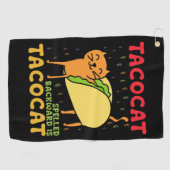 Tacocat achterstevoren gespeld tacos katten Cinco  Golfhanddoek (Horizontaal)