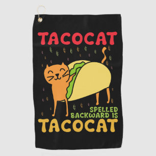 Tacocat achterstevoren gespeld tacos katten Cinco Golfhanddoek