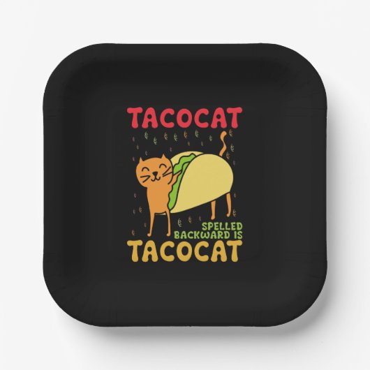 Tacocat achterstevoren gespeld tacos katten Cinco  Papieren Bordje (Voorkant)