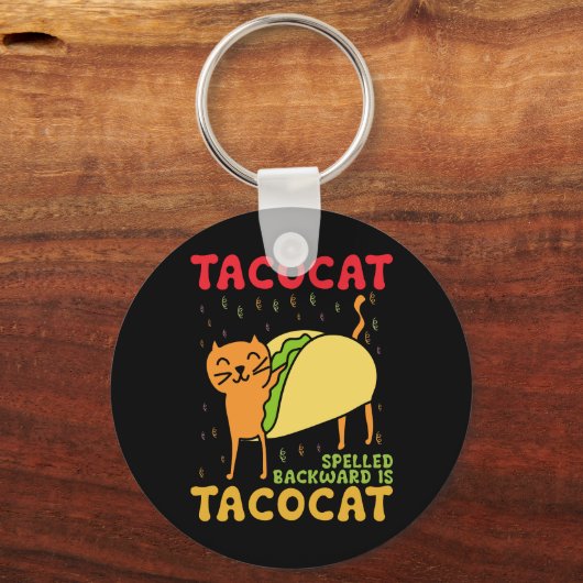 Tacocat achterstevoren gespeld tacos katten Cinco Sleutelhanger (Voorkant)
