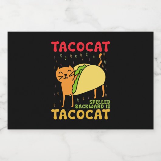 Tacocat achterstevoren gespeld tacos katten Cinco  Sparkling Wijnetiket (Enkel label)