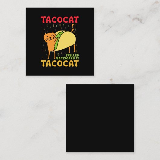 Tacocat achterstevoren gespeld tacos katten Cinco Vierkante Visitekaartje (Voorkant / Achterkant)