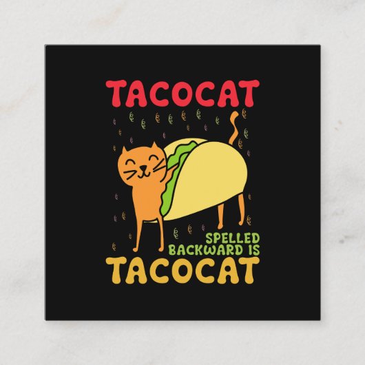 Tacocat achterstevoren gespeld tacos katten Cinco  Vierkante Visitekaartje (Voorkant)