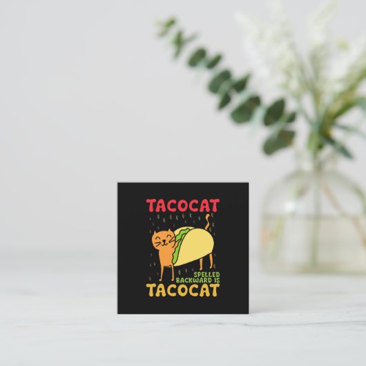 Tacocat achterstevoren gespeld tacos katten Cinco  Vierkante Visitekaartje (Staand voorkant)