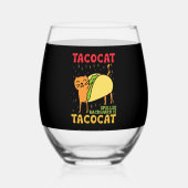 Tacocat achterstevoren gespeld tacos katten Cinco Wijnglas Zonder Voet (Achterkant)