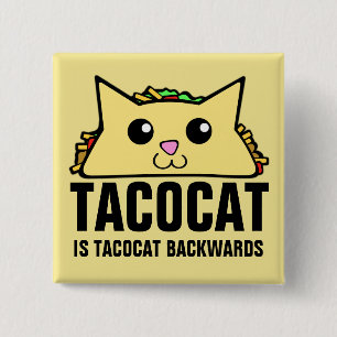 Tacocat achteruit vierkante button 5,1 cm